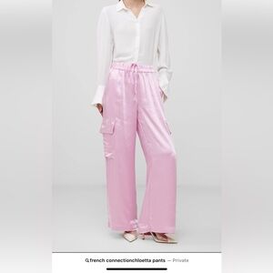 French Connection Chloetta  satin cargo pants strawberry shake size small!NWT